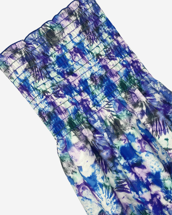 Smocked Cotton Fabric – Blue Purple Tie-Dye, 50” Wide