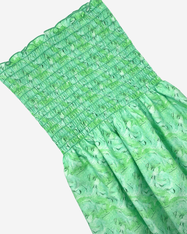 Smocked Green Rayon Fabric Shirred Coastal Resortwear Fabric for Dresses Yards -Enter Quantity in cart Smocked Green Rayon Fabric Shirred Coastal Resortwear Fabric for Dresses Yards -Enter Quantity in cart