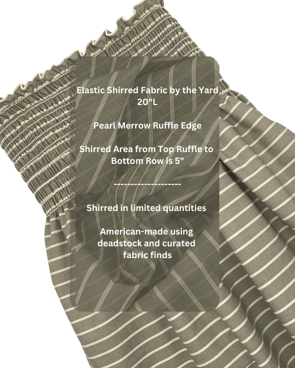 Easy Sew Toddler Dress Sage Green Beige Striped Cotton Fabric Shirred by the Yard 20” Long