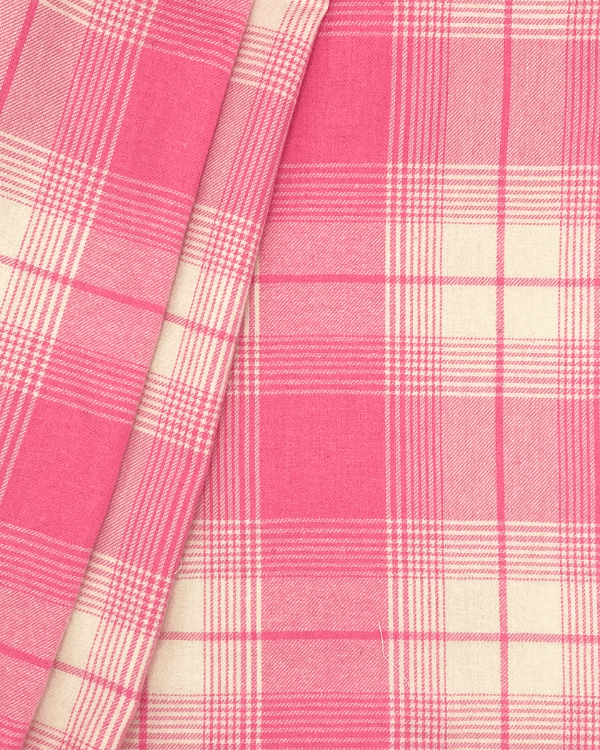 Pink Cream Cotton Twill Plaid Fabric – 58′′ Wide by the Yard Yards