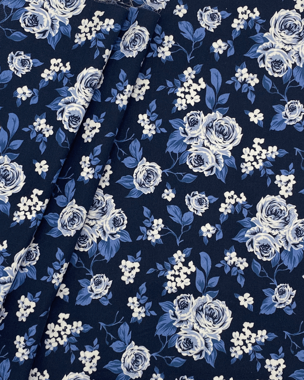 Navy Blue Rose Cotton Fabric Floral Print by The Yard Yards - Select Desired Quantity in Cart Navy Blue Rose Cotton Fabric Floral Print by The Yard Yards - Select Desired Quantity in Cart