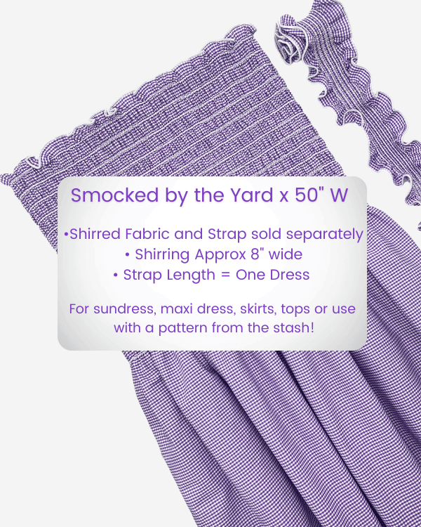 Purple Mini Gingham Smocked Cotton Fabric Purple Mini Gingham Smocked Cotton Fabric