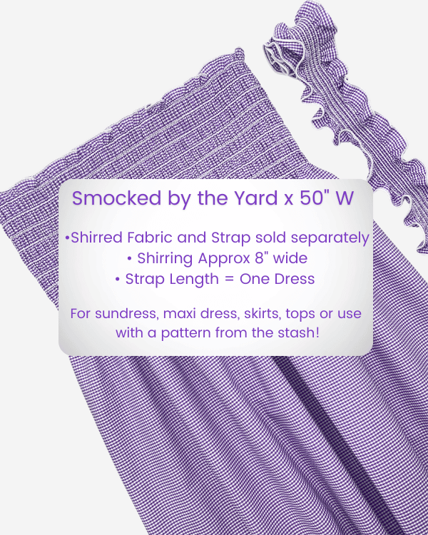smocked fabric for dresses Girls Purple Mini Gingham Smocked Cotton Fabric – Shirred by the Yard, 28  Inch Wide