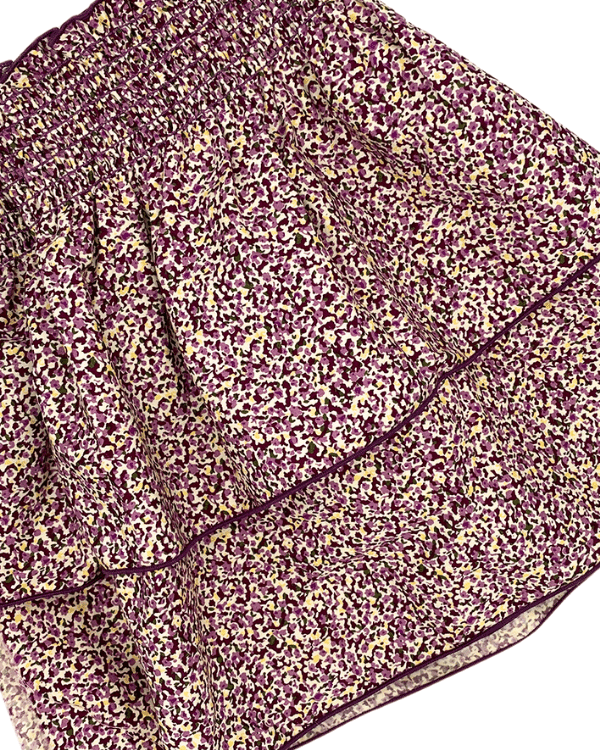 Smocked Shirred Fabric for Skirts | Purple Mini Leopard Print