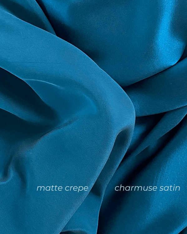 Teal Blue 19mm Silk Satin Charmuse Fabric Yards - Select desired quantity in cart Teal Blue 19mm Silk Satin Charmuse Fabric Yards - Select desired quantity in cart