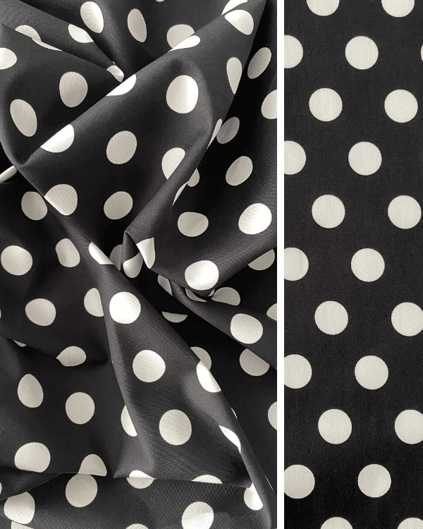 Black and White Polka Dot Fabric Printed On Italian Cotton Stretch Add or Buy The 1/2 Yard Black and White Polka Dot Fabric Printed On Italian Cotton Stretch Add or Buy The 1/2 Yard