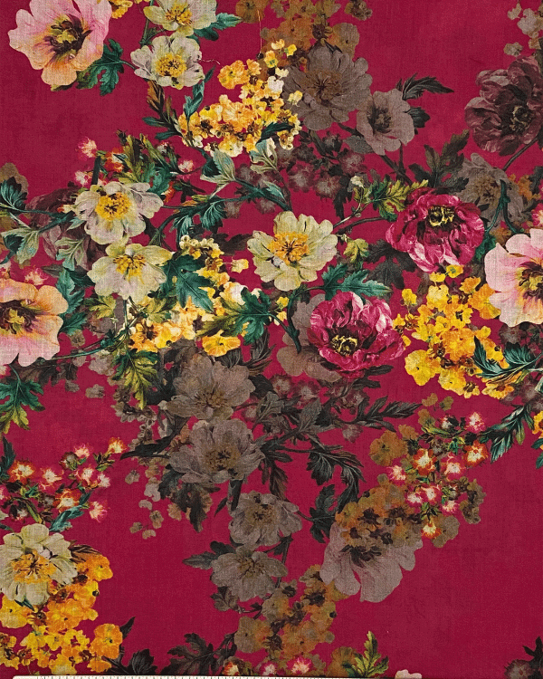 Colorful Berry Red Floral Fabric