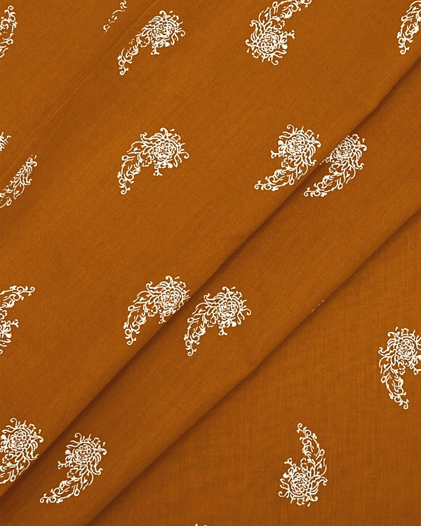 Orange Floral Paisley Fabric