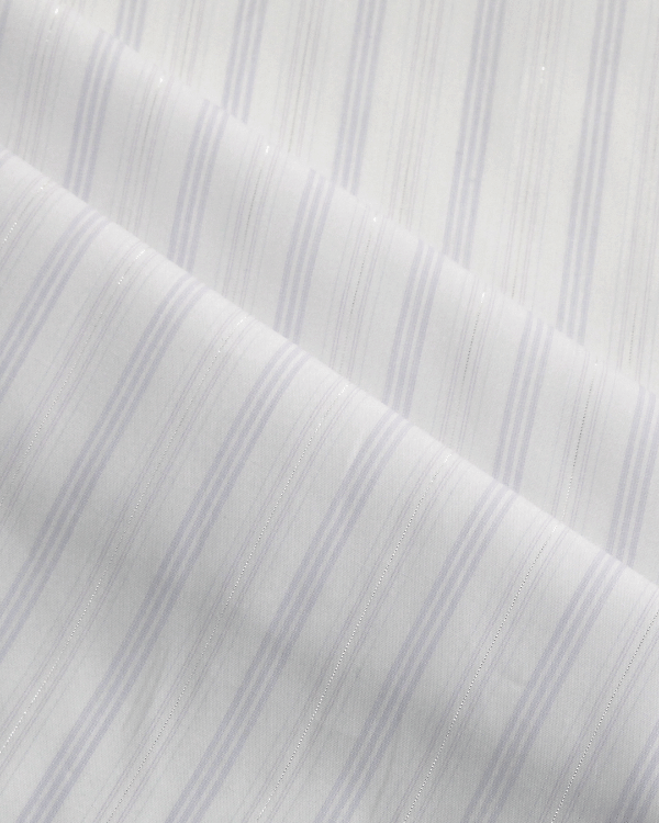 White cotton fabric with Silver color stripe lurex weave 44"