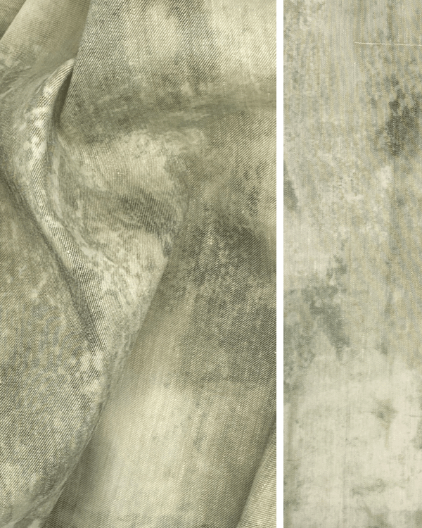Tonal Green Tie Dye Print Fabric | Woven Linen Stretch