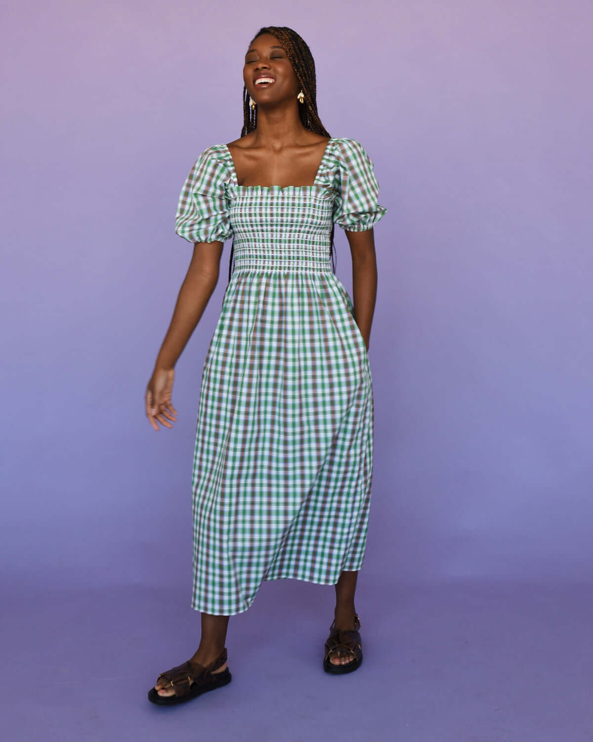 Green Plaid SS Dakota Dress