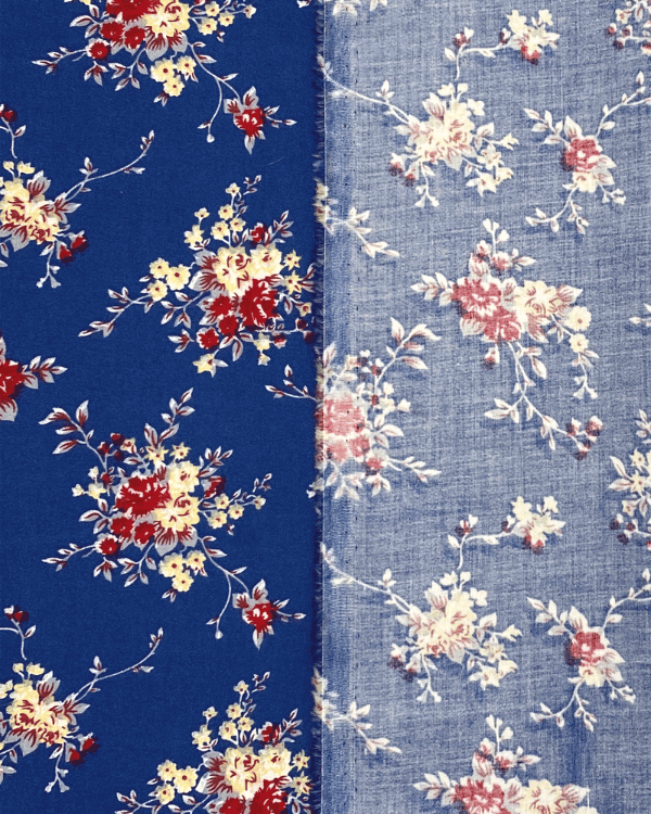 100% Cotton Fabric | Colorful Navy Floral Bouquet Fabric with Blue Yellow Red Flowers 56”WThreadymade