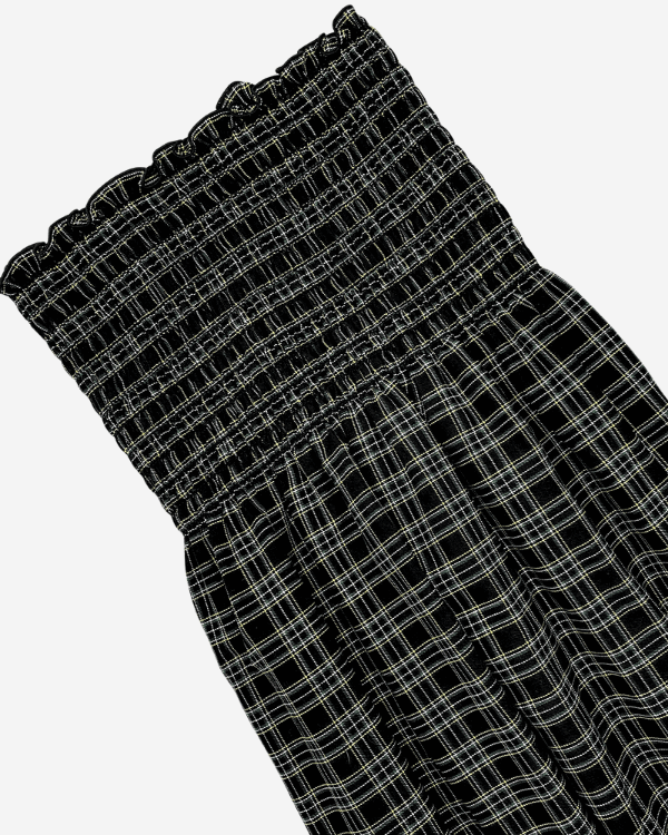 Plaid cotton fabric with 8" shirred top, 50" width
