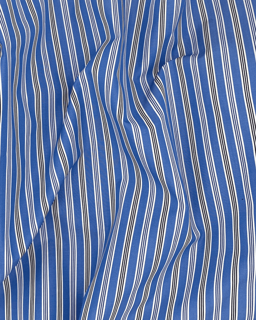 Blue White Stripe Cotton Fabric Preppy Tailored Look 58" Yards - Select desired quantity in cart Blue White Stripe Cotton Fabric Preppy Tailored Look 58" Yards - Select desired quantity in cart