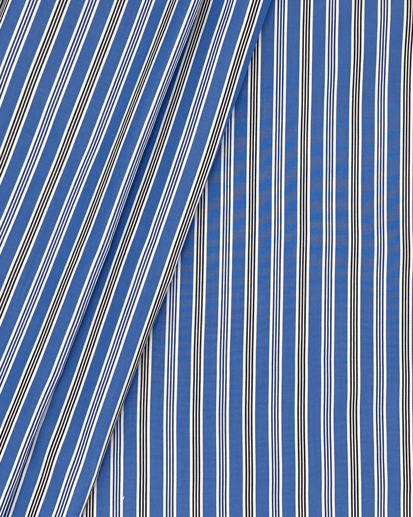 Preppy stripe cotton fabric folded to show texture and weave