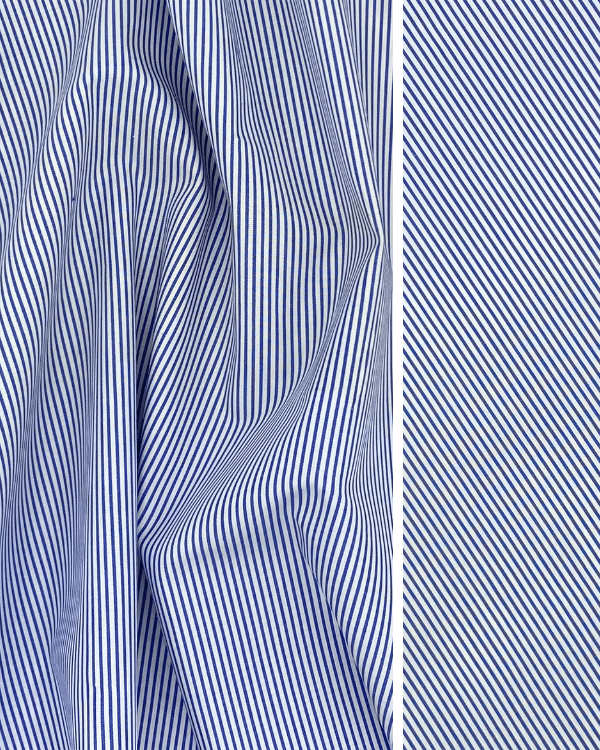 Narrow Blue and White Cotton Stripe Shirting Fabric 58WThreadymade