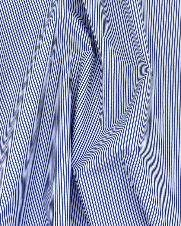 Narrow Blue and White Cotton Stripe Shirting Fabric 58WThreadymade