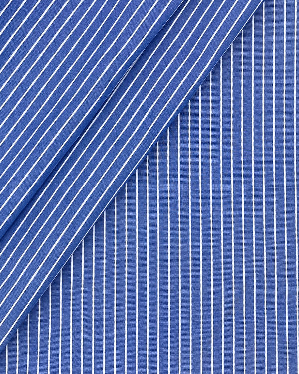 Thin Blue and White Stripe Cotton Fabric | Pinpoint 62”Threadymade