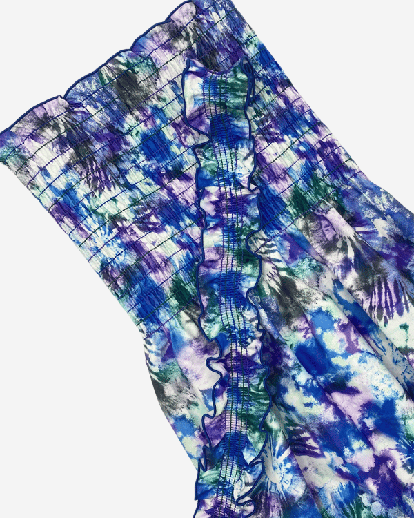 Blue Purple Smocked Cotton Fabric – 50” Wide Tie-Dye Print