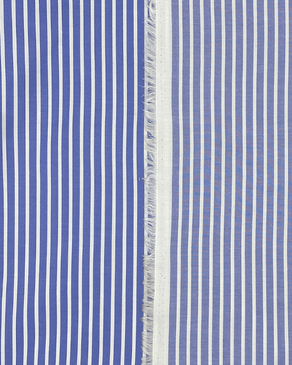 Blue and White Stripe Cotton Twill Shirting Fabric 58WBlend smart with style! Our blue-and-white cotton twill fabric is perfect for chic shirtdresses or dramatic DIY decor creations.Threadymade