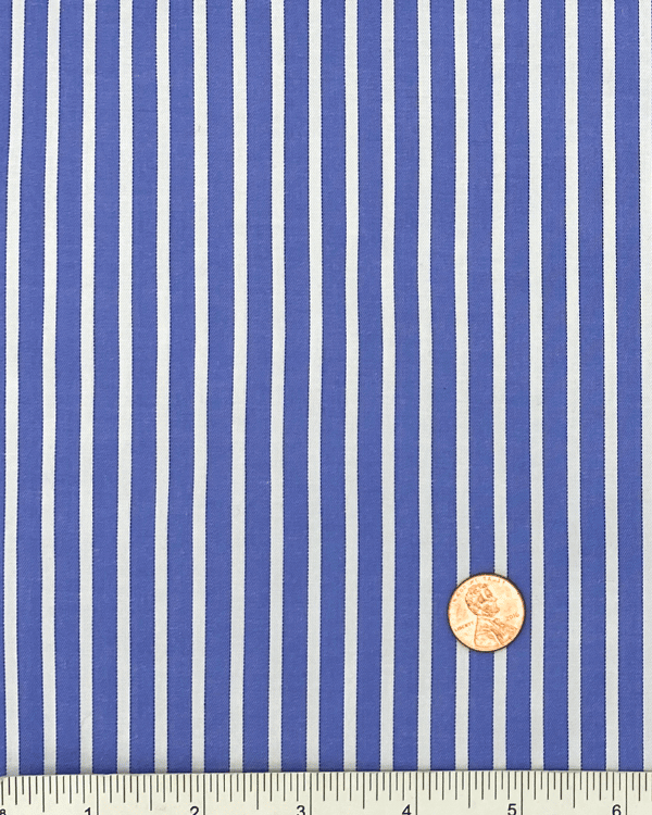 Blue and White Stripe Cotton Twill Shirting Fabric 58WBlend smart with style! Our blue-and-white cotton twill fabric is perfect for chic shirtdresses or dramatic DIY decor creations.Threadymade