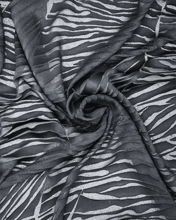 Black Zebra Burnout Fabric | Semi-Sheer Italian Blend