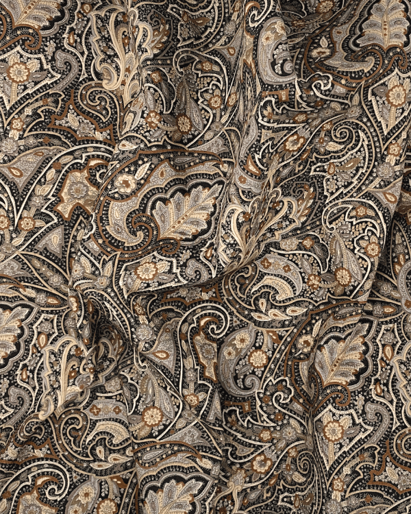 Black & Brown Paisley Cotton Shirting Fabric | 44” Wide | Premium Material for SewingPaisleyThreadymade