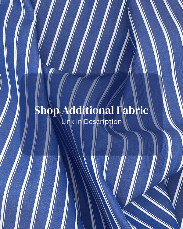 Smocked Shirred Fabric in Blue White Stripe | 100% Cotton | 3/4 Yd x 42”Threadymade