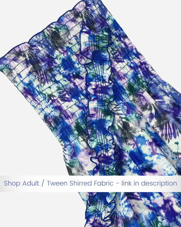 Adult Tween width shirred fabric and strap with link to listing