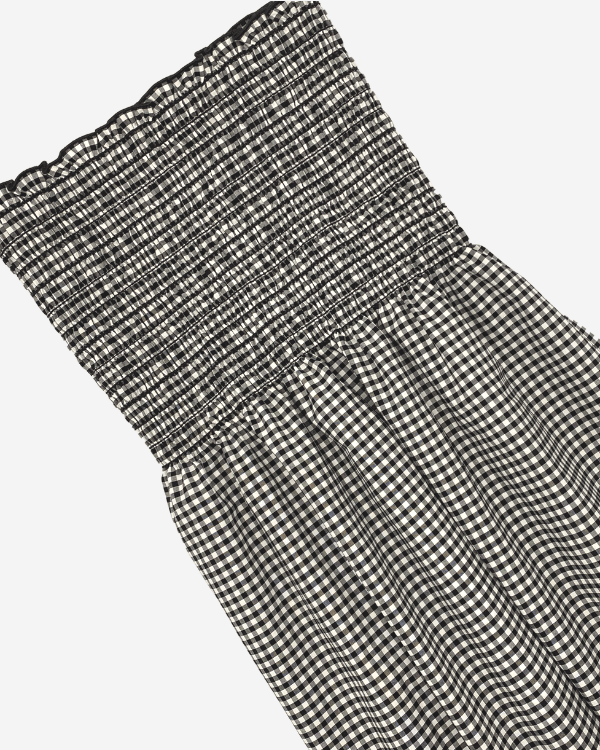 DIY Smocked Shirred Tube Dress Fabric 42” Long | Black Cotton Gingham