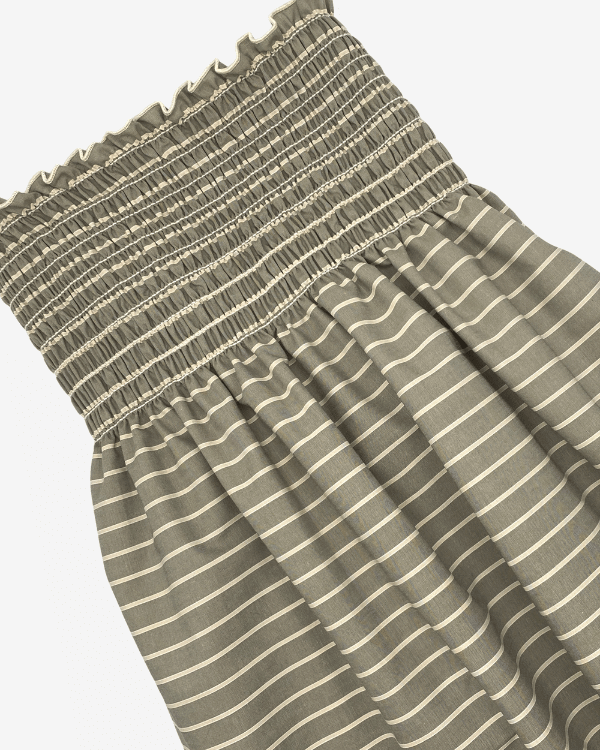 Easy Sew Toddler Dress | Sage Green Beige Striped Cotton Fabric Shirred by the Yard 20 Long 3/4 Yard | Shirred Fabric Easy Sew Toddler Dress | Sage Green Beige Striped Cotton Fabric Shirred by the Yard 20 Long 3/4 Yard | Shirred Fabric