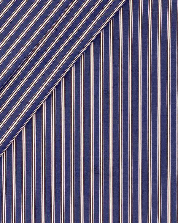 Navy purple white striped cotton shirting fabric – 58 inch wide shown folded