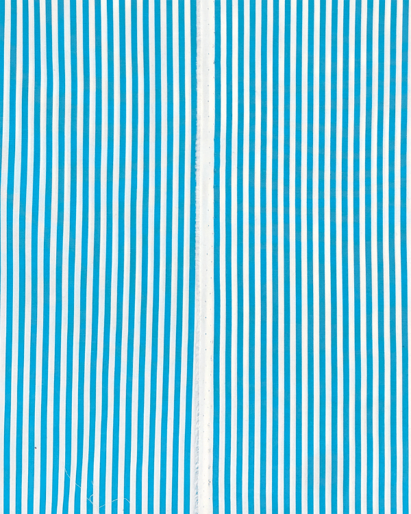 Front and back view of 58” wide sky blue striped woven cotton fabric