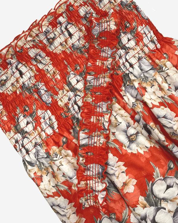 Fabric Shirred by the Yard | Large Red Floral Fabric Cotton  | 40"L