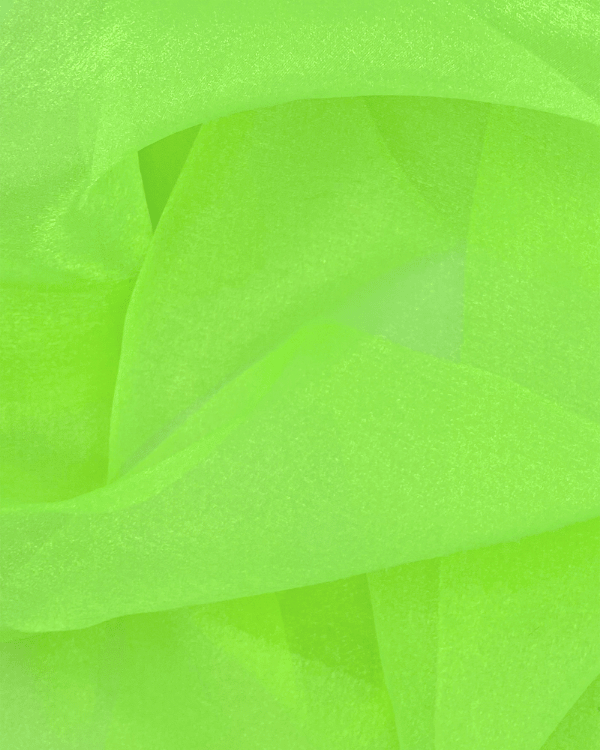 Fluorescent Green Sparkle Organza Fabric | Textured Nylon 45W