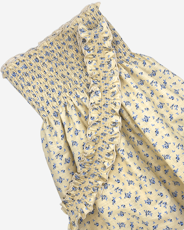 Girls Yellow Blue Floral Cotton Smocked Fabric 27 Wide Add or Buy 3/4 yd Girls Yellow Blue Floral Cotton Smocked Fabric 27 Wide Add or Buy 3/4 yd