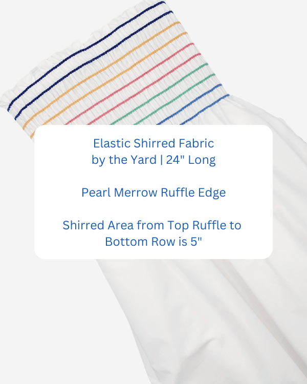Girls White Rainbow Smocked Shirred Fabric by the Yard  | 24” Long