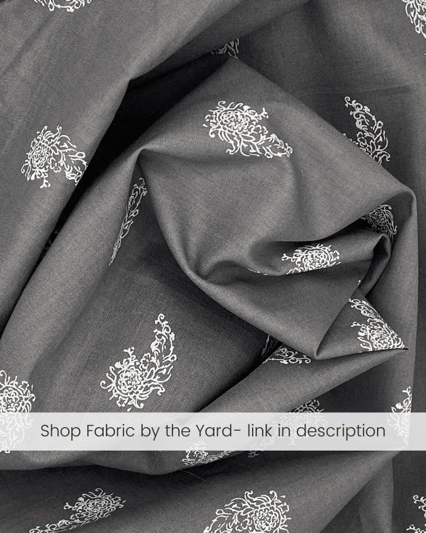 Charcoal gray paisley floral fabric 58W 