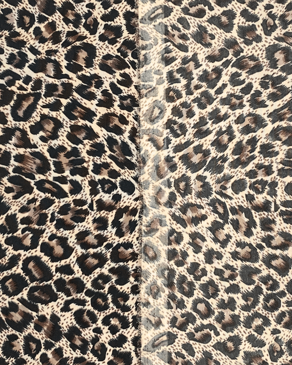 Front and back side of printed leopard fabric – 54 inch wide