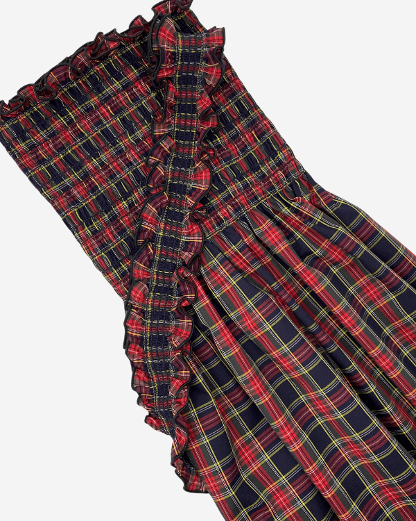 $340 NWT Bonpoint hot S Wool Shirt Dress Red Black Plaid YAM Modest Tartan