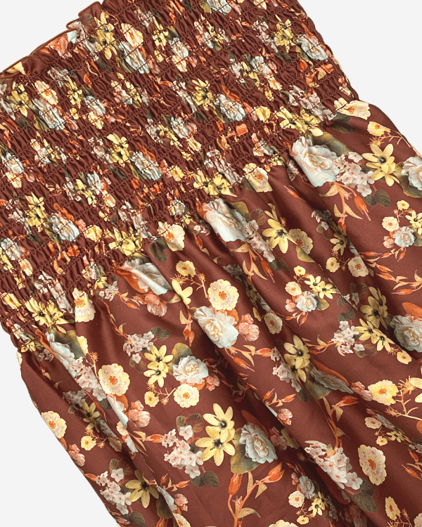 Multicolor Cinnamon Wildflower Floral Fabric Shirred by the Yard 40”L