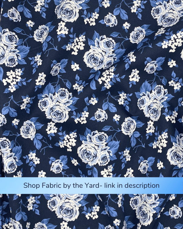 Navy Floral Fabric by the Yard