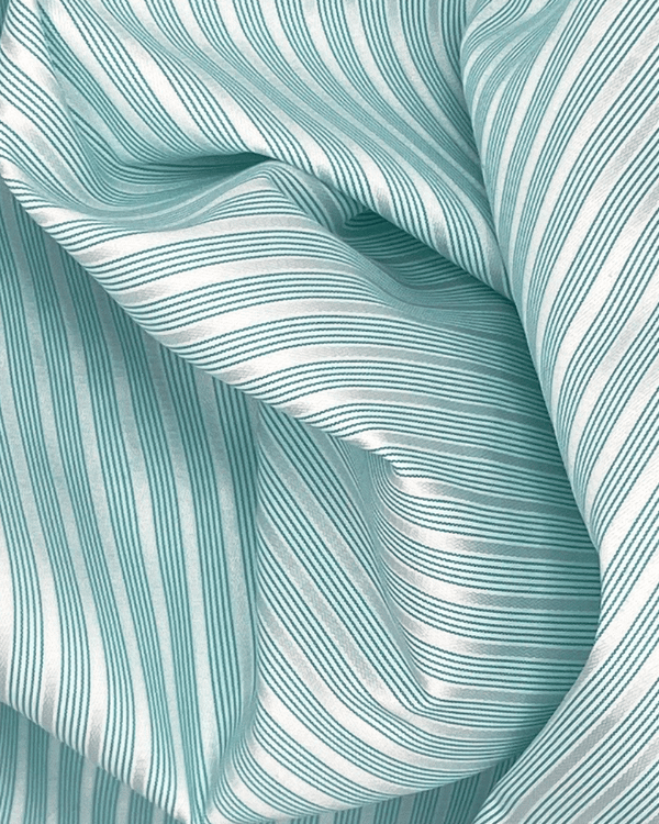Chic Blue & White Stripe Satin Fabric