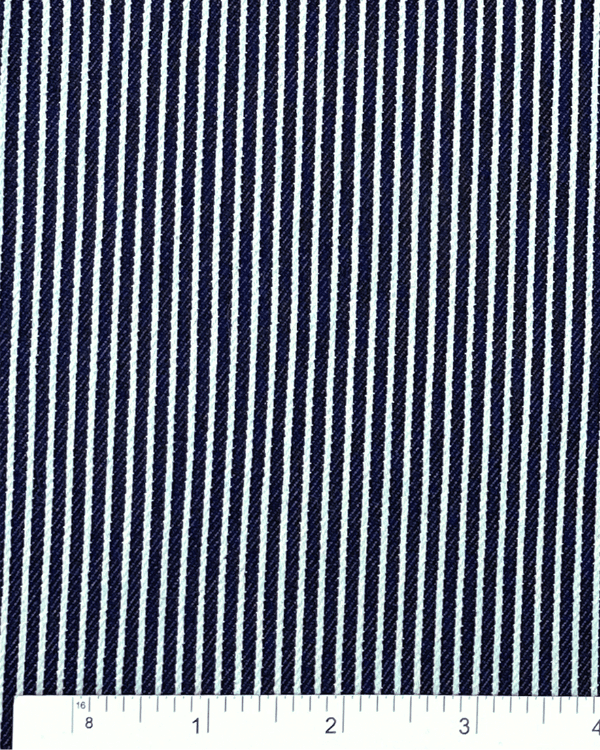 Narrow Railroad Striped Denim Fabric | Stretch 58WThreadymade