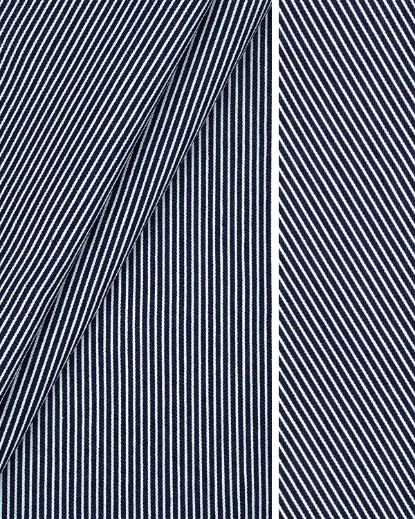 Narrow Railroad Striped Denim Fabric | Stretch 58WThreadymade