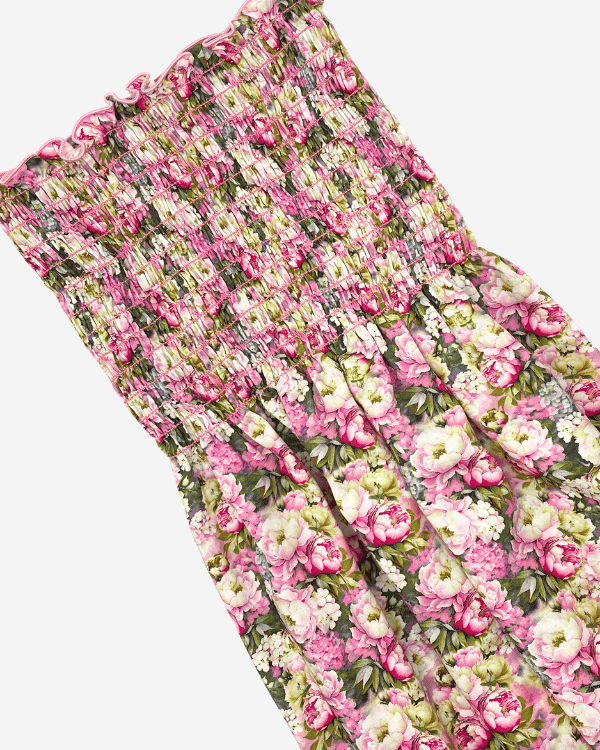 Pre-smocked floral rayon fabric by the yard