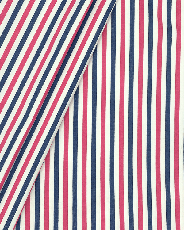 Pink & Navy Striped Cotton Blend Fabric – 58” Wide Yarn Dye Dobby Twill TextileBold pink & navy striped cotton blend fabric (58” W) with yarn-dye dobby twill. A premium deadstock textile, perfect for apparel, accessories, and décor.. Threadymade