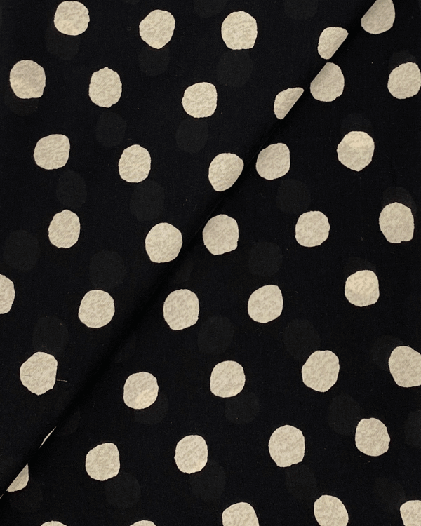 Polka Dot Silk Georgette Fabric | Black Beige | 44W