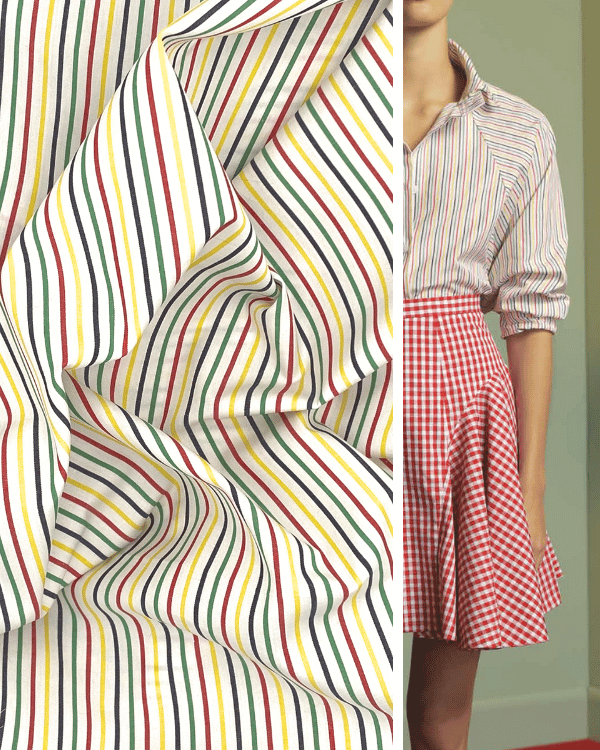 White Rainbow Stripe Fabric | Multicolor Cotton Shirting 58WThreadymade
