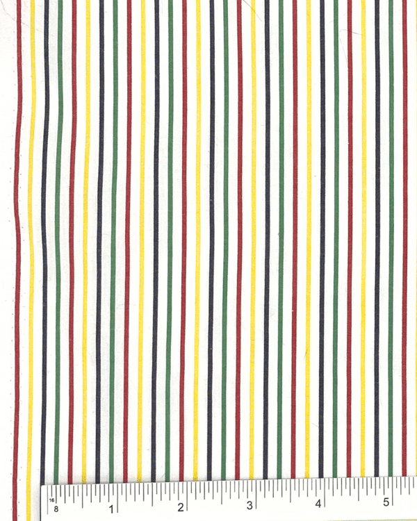 White Rainbow Stripe Fabric | Multicolor Cotton Shirting 58WThreadymade